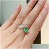 Wedding Rings Ins Simple Fashion Jewelry 925 Sterling Sier Water Drop Emerald Cz Diamond Gemstones Party Eternity Women Open Adjusab Dhlov