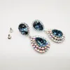 Boucles d'oreilles Stud Luxury 925 Pin en argent sterling femmes Autriche Autriche Drop Drop cristal Banquet bijoux