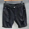 Summer Mens Fashion White Hole Washing Denim Shorts loisirs Stracted Beggar Straight Short Pantals 240422