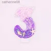 Ljus Ocean Mermaid Cake Decoration Digital Form Candle Pink Purple Decorative Candle Girls Birthday Party Cake Decoration Topper D240429