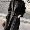 Top Maxmaras Cashmere Coat Womens Wrap Coats Lo stesso in stile Hepburn Black Slicting Dopibleided Wool With Welband su Piajama Woolen