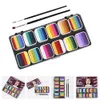 12-färgad gradient Washable Rainbow Strip målning Set Face Paints Kit For Children Makeup Palette Halloween Penkroppen 240415