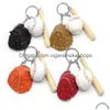 Party bevorzugt Mini MINI Drei-teiliger Baseballhandschuh Holz Bat Keychain Sportwagen Schlüsselkette Schlüsselringgeschenk für Mann DROP SERAGE HAUS GARTEN FE DH8UC