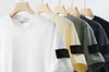 Clássico estilo homem camiseta ilha de tee solto bordado logotipo bordado casal tees stone moda de estilo simples algodão casual manga curta tampa de camisa m-xxl ab02