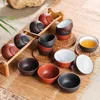 Tee -Sets Fu Wechseln Sie große Kungbecher Kilnglasur Pottery Cup Grobkeramik Porzellan Set 6pcs Chinesisch