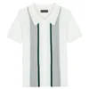 Polos masculin 2024 Polo Patchwork Tops à revers tricots Cardigan Summer Formal Men Slim Tees Slim Tees