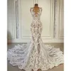 ASO 2021 Arabski plus size ebi vintage seksowna koronkowa widzi się przez syrenę ślubną sukienki ślubne Strażne suknie ślubne ZJ266