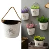 Decoraties Wandhangende planter Plant Pot Bloemmand Tuin Succulente Container Metaal Iron Bloemhouder Huis Balkon Garden Decoratie