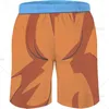 Shorts masculinos desenho animado laranja azul fria praia de verão com bolsos de malha de baús de nadar de surf rápido para homens para homens para homens