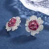 Boucles d'oreilles S925 aiguille argentée rouge cristal fleur d'oreille pour femmes bijoux de luxe de luxe Party anniversaire de mariage accessoire