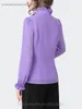 Camicette da donna 2024 Spring Women Purple Ruffles Bloge Long Sleeve Lace Top Elegant Slim Office Ladies Lavora camicie casual