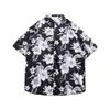 Hawaiian floral short sleeved shirt mens loose summer thin and handsome youth 240412