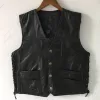 Shirts 2023 Men's Leather Ing Vneck Vest Fashion Sheepskin Singlebreasted Vest