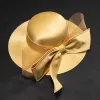 Frauen Chruch Satin Fedora Hut Frauen elegante Hochzeit Faszinator Bow Party Chapeau Femme Vintage Chapeu Marca de Luxo