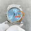 228236 Daydate A2836 VR3255 Automatyczne męskie zegarek GMF V3 Ice Blue Diamond Dial 904L Prezydent Prezydent Bransoletka Super Edition Ta sama karta seryjna Waga Puretime Ptrx