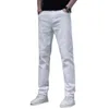 Męskie dżinsy Summer Białe mężczyźni ciency plus rozmiar 38 40 prosty elastyczny bawełniany lekki dopasowanie mężczyzn rozciągnięte dżinsowe spodnie kowbojskie spodnie