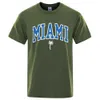 Camisetas masculinas Miami Seaside City Personality Cartão Homens Mulheres Casual Casual Roupas Operais de verão Tops Cotton Man Strt Tshirts H240429