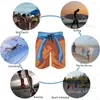 Shorts masculinos desenho animado laranja azul fria praia de verão com bolsos de malha de baús de nadar de surf rápido para homens para homens para homens