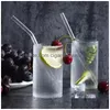 Drinking Straws Clear St Mm Reusable Straight Bent With Brush Eco Friendly Glass Sts For Smoothies Drop Delivery Home Garden Kitchen, Dhkwv