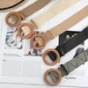 Belts Square Buckle Straw Weave Belt Elastic Waist Summer Bohemian Wide Korean Style Jeans Decoration Dress