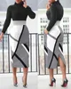 Basic Casual Kleider Designer -Kleid Frauen Frühling/Sommer New Long Sleeve High Neck Split Taille Wrap Hip Kleid