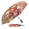 Guarda -chuvas primavera crisântemo pintura a óleo Flowers Automático Viagens dobráveis ​​dobráveis ​​Parasol portátil à prova de vento