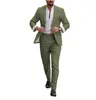 Men's Suits Mens Linen Suit Jacket And Pants Casual Business Wedding Travel Outfits 2 Piece