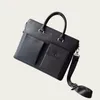 Compteurs de documents Men Italie Calfskin Leather Fashion Business Crossbody Sacs Hands sacs Black Ordal
