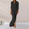 Robes décontractées portez quotidiennement le bureau lavable dame commu au cou v couche longue robe femme vêtements vêtements de vacances