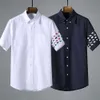 TB JL Shirt Fashion Label Oxford Spinning Shirt Double Sleeved Animal Embroidery Shirt Casual Short Sleeved Shirt Unisex