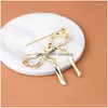 Pins, Brooches Simple Style Sweet Cute Metal Bowknot Bow Shape Brooch Pin For Women Uni Lover Aesthetic Decoration Fashion Jewelry Dr Dh3Kh