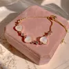 Chaîne coréenne Sweet Heart Opal 18K Gold plaqué en acier inoxydable Bracelets de chaîne pour femmes