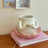 Muggar Ahunderjiaz-Cut Gul Ceramic Coffee Coasters Hushållen Dricker redskap Heminredningar Kawaii Cup