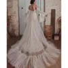 Длинное свадебное тюл великолепные рукавов русалки платья русалки кружев