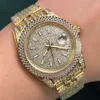 Diamond Watch Mens Watches Mouvement mécanique automatique 40 mm saphir avec bracelet en acier parsemé de diamant
