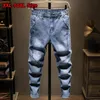 5xl 6xl 7xl uomini jeans di moda per personalità più dimensioni streetwear pantaloni blu vintage blu marchio uomo pantaloni abiti primaverili 240424