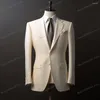Herenpakken Beige Men Blazer Business Formal Office Coat Casual Work Prom Single Jacket Wedding Party Fashion Male Suit B13