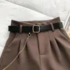 Women's Pants 2024 Casual Comfortable Elegant Wild Shorts With Belt Woolen Autumn Winter Slim Wide Leg A-line