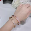 Nicchia S 925 Sterling Silver Designer Full Diamond 18K in oro rosa Kelly Kelly Bracciale Femmina vento a vento freddo Red Versatile