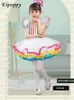 Bühnenbekleidung Prinzessin Rock Fluffy Performance Kleid süßer Kinder tanzt sieben Regenbogen