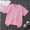 T-shirts Nieuwe anime cartoon Childrens 4-14 jaar oude cavai jongens en meisjes doraemon zomer korte mouw stiksel mode casual t-shirt topl2404
