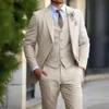 Marque Classic Men Suit 3 pièces Fashion Slim Fit Blazer Vest Pantal