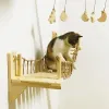 Scratchers 90 cm Cat Bridge klimframe hout huisdier katten boomhut bed hangmat sisal krabpaal paal katten meubels kat speelgoedwand gemonteerd