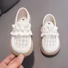 Sandals Girls Princess Shoes Mesh Pleated Pearls Fashion Kids Leather Shoes for For Party Wedding Children Loafers Slip-on Simple Cute