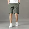 Calça short masculina calça cortada algodão praia em casa elástica solta casual