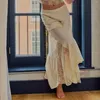 Röcke Frauen Midi Rock Low Taille Patchwork Spitzen -Satin mit Blumen -Vintage Sommer