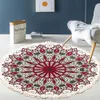 Ręcznie tkany bawełniany dywan retro bohemian okrągły łóżko geometryczne mata podłogowa salon wystrój domu boho mandala dywanik 240423