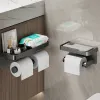 Régler le support de papier toilette en aluminium en alliage de tissu en alliage de tissu de salle de bain Moucle mural wc wc support de téléphone étagère de serviette de serviette étagère accessoires