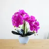 Fleurs décoratives youzi 14 têtes artificielles bonhonsaï papillon orchidée miniature plante en pot pour la salle de bureau de bureau de bureau à la maison