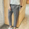 Men's Pants Summer pants for mens Korean trend loose casual small feet 9-point ultra-thin linen street clothing size M-4XL Q240429